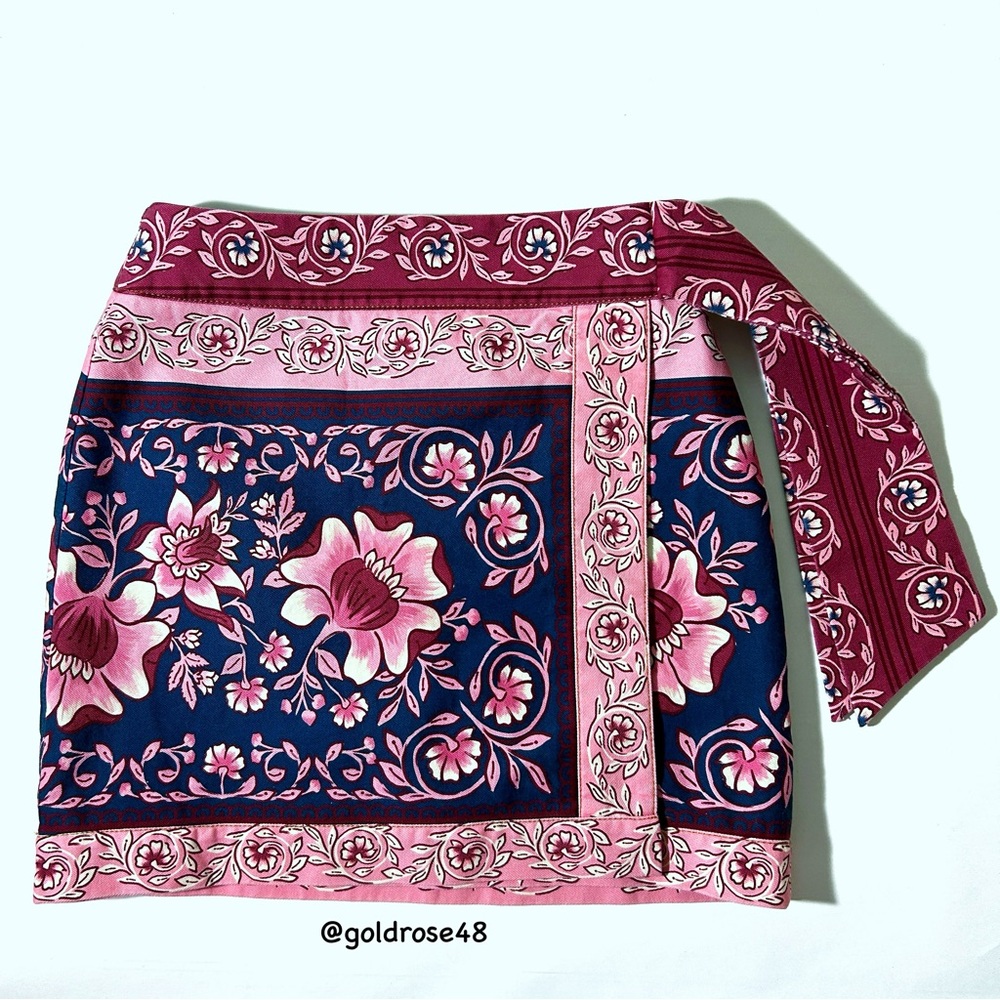 Farm Rio Ainika Charm Teal Overlapped skirt